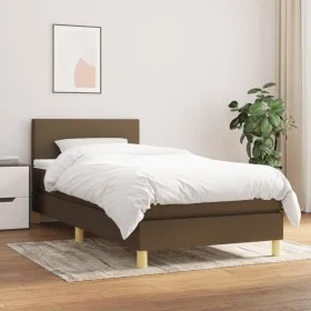 Box spring bed with dark brown fabric mattress 100x200 cm by vidaXL, Beds and slatted bases - Ref: Foro24-3140436, Price: 325...
