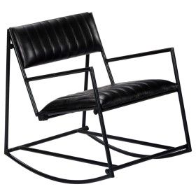 Silla mecedora de cuero auténtico negro de vidaXL, Mecedoras - Ref: Foro24-282905, Precio: 156,84 €, Descuento: %