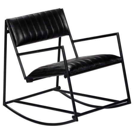 Schwarzer Schaukelstuhl aus echtem Leder von vidaXL, Schaukelstühle - Ref: Foro24-282905, Preis: 156,84 €, Rabatt: %