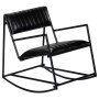 Schwarzer Schaukelstuhl aus echtem Leder von vidaXL, Schaukelstühle - Ref: Foro24-282905, Preis: 156,84 €, Rabatt: %