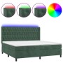 Cama box spring colchón y LED terciopelo verde oscuro 200x200cm de vidaXL, Camas y somieres - Ref: Foro24-3139766, Precio: 81...
