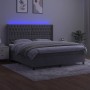 Box spring bed with mattress and LED light gray velvet 160x200 cm by vidaXL, Beds and slatted bases - Ref: Foro24-3139751, Pr...