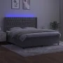 Box spring bed with mattress and LED light gray velvet 160x200 cm by vidaXL, Beds and slatted bases - Ref: Foro24-3139751, Pr...