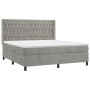 Box spring bed with mattress and LED light gray velvet 160x200 cm by vidaXL, Beds and slatted bases - Ref: Foro24-3139751, Pr...