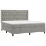 Box spring bed with mattress and LED light gray velvet 160x200 cm by vidaXL, Beds and slatted bases - Ref: Foro24-3139751, Pr...