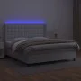 Box spring bed with mattress and LED white synthetic leather 180x200 cm by vidaXL, Beds and slatted bases - Ref: Foro24-31393...