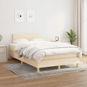 Box spring bed with cream fabric mattress 120x200 cm by vidaXL, Beds and slatted bases - Ref: Foro24-3140446, Price: 370,74 €...