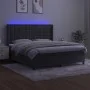 Box spring bed with mattress and LED dark gray velvet 160x200 cm by vidaXL, Beds and slatted bases - Ref: Foro24-3139812, Pri...
