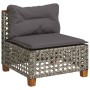 Set de sofás de jardín y cojines 8 piezas ratán sintético gris