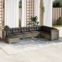 Set de sofás de jardín 8 pzas y cojines ratán sintético gris