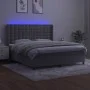Box spring bed with mattress and LED light gray velvet 180x200 cm by vidaXL, Beds and slatted bases - Ref: Foro24-3139817, Pr...