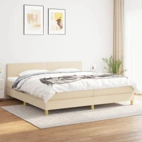 Box spring bed with cream fabric mattress 200x200 cm by vidaXL, Beds and slatted bases - Ref: Foro24-3140486, Price: 546,50 €...
