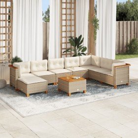 Set de sofás de jardín con cojines 9 pzas ratán sintético beige en Conjuntos de jardín | Comprar online en Foro24