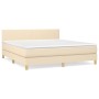Box spring bed with cream fabric mattress 160x200 cm by vidaXL, Beds and slatted bases - Ref: Foro24-3140470, Price: 505,90 €...