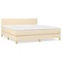 Box spring bed with cream fabric mattress 160x200 cm by vidaXL, Beds and slatted bases - Ref: Foro24-3140470, Price: 492,57 €...