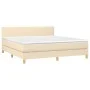 Box spring bed with cream fabric mattress 160x200 cm by vidaXL, Beds and slatted bases - Ref: Foro24-3140470, Price: 492,57 €...