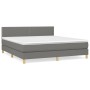 Cama box spring con colchón tela gris oscuro 160x200 cm de vidaXL, Camas y somieres - Ref: Foro24-3140546, Precio: 488,72 €, ...