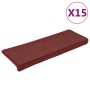 Felpudos para escaleras 15 unidades 65x21x4 cm burdeos borde