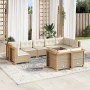 Set de sofás de jardín con cojines 9 pzas ratán sintético beige