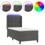 Box spring bed with mattress and LED dark gray velvet 100x200 cm by vidaXL, Beds and slatted bases - Ref: Foro24-3139728, Pri...