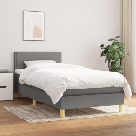 Box spring bed with dark gray fabric mattress 100x200 cm by vidaXL, Beds and slatted bases - Ref: Foro24-3140514, Price: 297,...