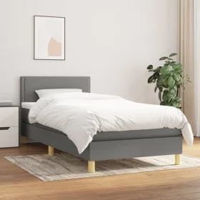 Box spring bed with dark gray fabric mattress 100x200 cm by vidaXL, Beds and slatted bases - Ref: Foro24-3140514, Price: 298,...