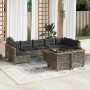 Set de sofás de jardín 10 pzas con cojines ratán sintético gris