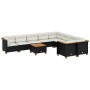 Set de sofás de jardín 10 pzas cojines ratán sintético negro
