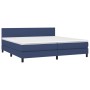 Cama box spring con colchón tela azul 200x200 cm