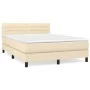 Box spring bed with cream fabric mattress 140x200 cm by vidaXL, Beds and slatted bases - Ref: Foro24-3140142, Price: 439,33 €...