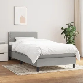 Cama box spring con colchón tela gris claro 90x190 cm de vidaXL, Camas y somieres - Ref: Foro24-3139937, Precio: 282,81 €, De...