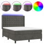 Cama box spring colchón y LED terciopelo gris oscuro 140x190 cm de vidaXL, Camas y somieres - Ref: Foro24-3139800, Precio: 53...