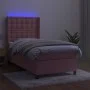 Box spring bed with mattress and LED pink velvet 80x200 cm by vidaXL, Beds and slatted bases - Ref: Foro24-3139774, Price: 34...