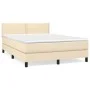 Box spring bed with cream fabric mattress 140x200 cm by vidaXL, Beds and slatted bases - Ref: Foro24-3139982, Price: 420,60 €...
