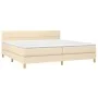 Box spring bed with cream fabric mattress 200x200 cm by vidaXL, Beds and slatted bases - Ref: Foro24-3140646, Price: 538,00 €...