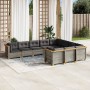 Set de sofás de jardín 10 pzas con cojines ratán sintético gris