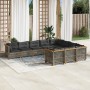 Set de sofás de jardín 10 pzas con cojines ratán sintético gris