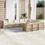Juego de sofás jardín con cojines beige 10 pzas ratán sintético