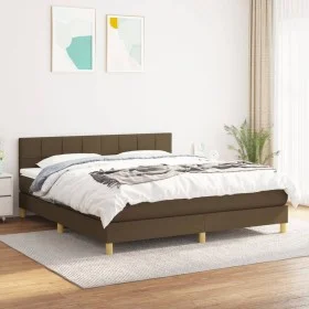 Box spring bed with dark brown fabric mattress 180x200 cm by vidaXL, Beds and slatted bases - Ref: Foro24-3140636, Price: 530...