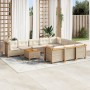 Set de sofás de jardín 11pzas con cojines ratán sintético beige