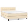 Box spring bed with cream fabric mattress 140x200 cm by vidaXL, Beds and slatted bases - Ref: Foro24-3140062, Price: 434,28 €...