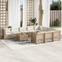 Set de sofás de jardín 11pzas con cojines ratán sintético beige