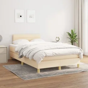 Box spring bed with cream fabric mattress 120x200 cm by vidaXL, Beds and slatted bases - Ref: Foro24-3140686, Price: 377,25 €...