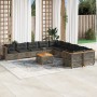 Set de sofás de jardín 11 pzas y cojines ratán sintético gris