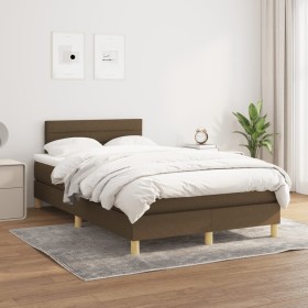 Cama box spring con colchón tela marrón oscuro 120x200 cm de vidaXL, Camas y somieres - Ref: Foro24-3140684, Precio: 371,51 €...