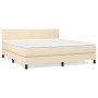 Box spring bed with cream fabric mattress 160x200 cm by vidaXL, Beds and slatted bases - Ref: Foro24-3139910, Price: 503,07 €...