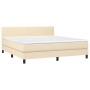 Box spring bed with cream fabric mattress 160x200 cm by vidaXL, Beds and slatted bases - Ref: Foro24-3139910, Price: 503,07 €...
