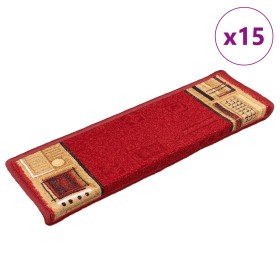 Alfombrilla autoadhesiva para escalera 15 uds rojo 65x21x4 cm