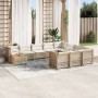 Set de sofás de jardín 11pzas con cojines ratán sintético beige