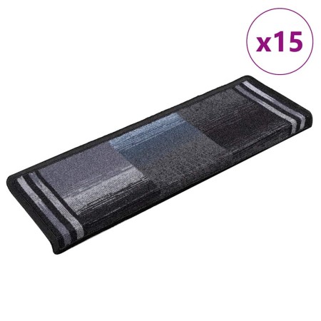 Alfombrilla autoadhesiva de escalera 15uds negro gris 65x21x4cm